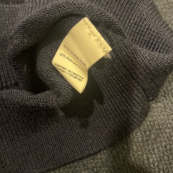 Boys size 14 BONPOINT luxury sweater. V- neck. Navy blue - Picture 3 of 3
